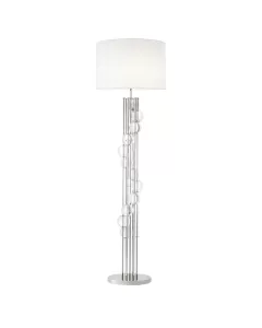 Lorenzo Nickel Floor Lamp with White Shade