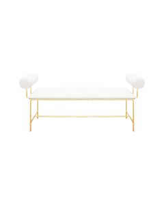 MILLER GOLD BENCH WITH WHITE LINEN 