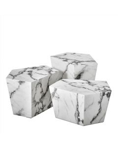 Prudential White Faux Marble Coffee Table - Set of 3