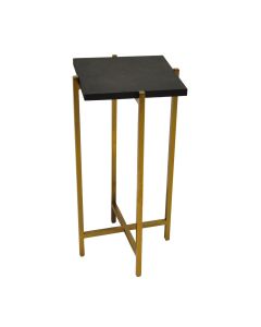 Ollie Brass Cigar Table with Black Shagreen Top