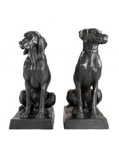 Pointer & Hound Dogs Bronze Statues - Set of 2