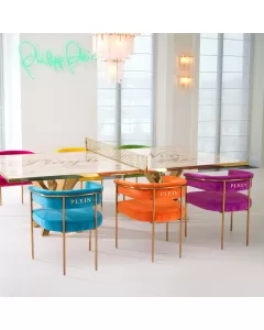 Philipp Plein Orange Monogram Dining Chair