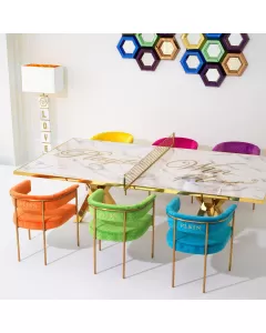 Philipp Plein Turquoise Monogram Dining Chair