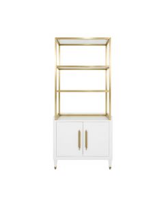 Rivaa White Lacquer & Brushed Brass Etagere