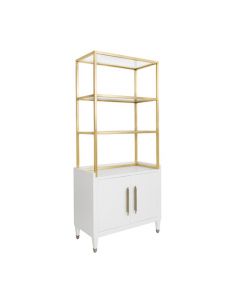Rivaa White Lacquer & Brushed Brass Etagere