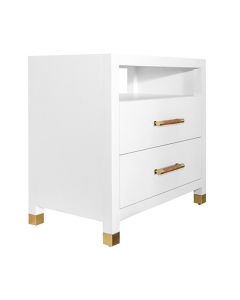Hancock White Lacquer Bedside Table