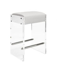 Indy Acrylic & Nickel Counter Stool with White Vinyl Cushion