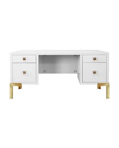 Cosby White Lacquer & Polished Brass Desk