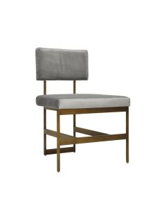 Worlds Away Shaw Bronze Dining Chair with Grey Velvet Cushion