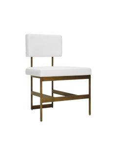 Worlds Away Shaw Bronze Dining Chair with White Vinyl Cushion
