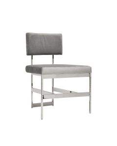 Worlds Away Shaw Nickel Dining Chair with Grey Velvet Cushion
