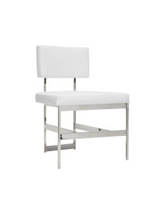 Worlds Away Shaw Nickel Dining Chair with White Vinyl Cushion