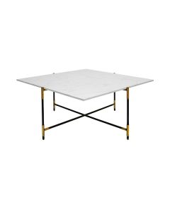 Zelda Black & Brass Coffee Table with White Marble Top