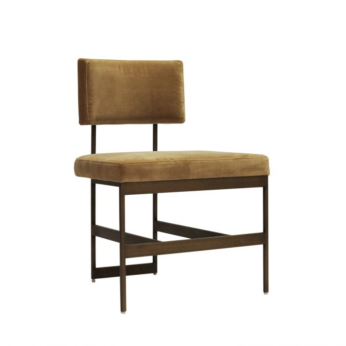 Shaw Bronze Dining Chair With Camel, Bronze Velvet Dining Chairs